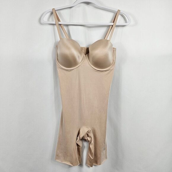 NWOT Spanx Suit Your Fancy Strapless Cupped Midi Thigh Body Suit Size L - Picture 1 of 8